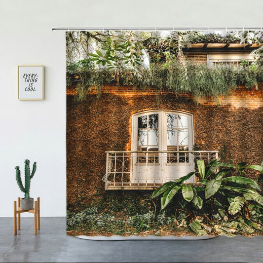 Building Door And Balcony Garden Shower Curtain - Clover Online