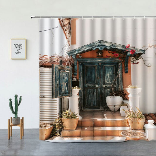 Rustic Villa Entrance Garden Shower Curtain - Clover Online