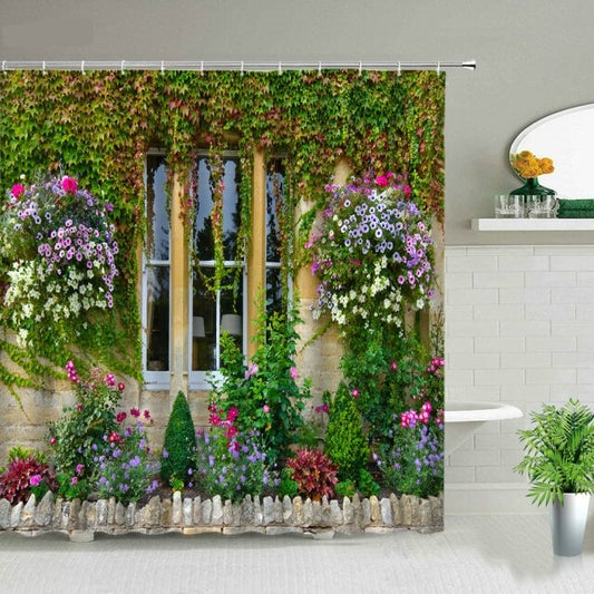 Window With Climbing Plants Garden Shower Curtain - Clover Online