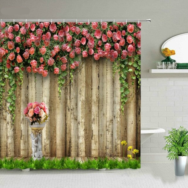 Fence With Roses Garden Shower Curtain - Clover Online