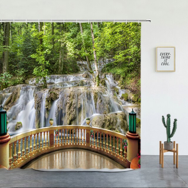Waterfall Balcony Garden Shower Curtain - Clover Online