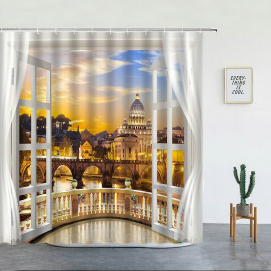 Balcony City View Garden Shower Curtain - Clover Online