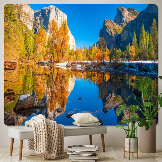 Calm Forest Lake With Reflection Garden Tapestry - Clover Online