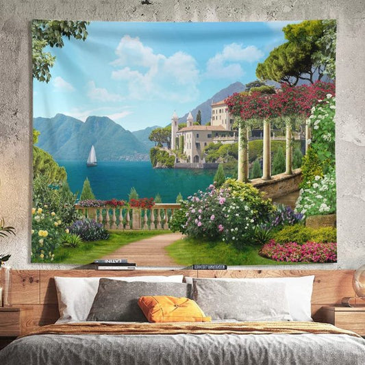 Italian Landscape With Sailboat Garden Tapestry - Clover Online
