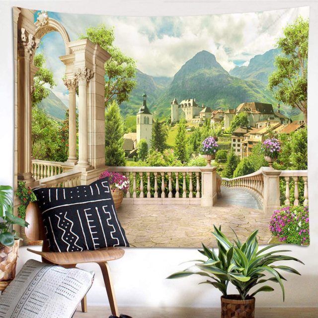 Italian Mountain Town Garden Tapestry - Clover Online