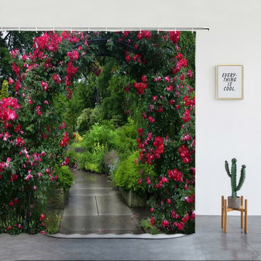 Path With Rose Covered Archway Garden Shower Curtain - Clover Online