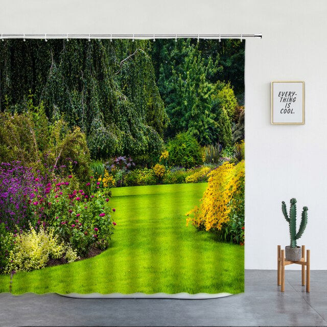 Lush Green Park Garden Shower Curtain - Clover Online