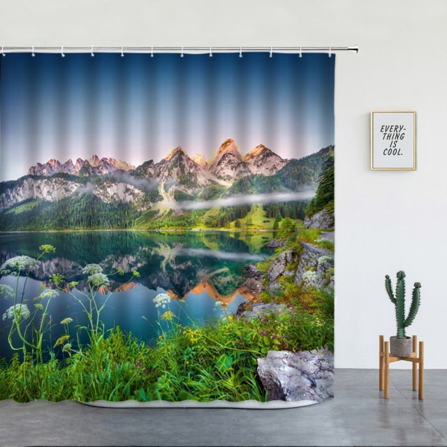 Mountain Range Lake Garden Shower Curtain - Clover Online