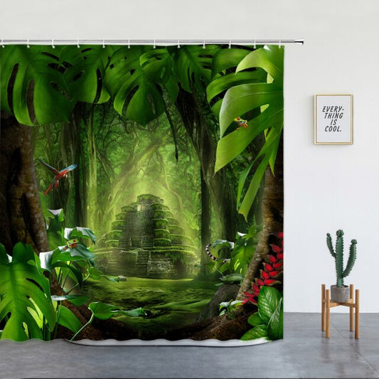 Hidden Jungle Building Garden Shower Curtain - Clover Online