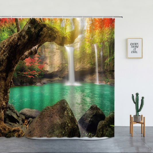 Natural Rock Pool Waterfall Garden Shower Curtain - Clover Online