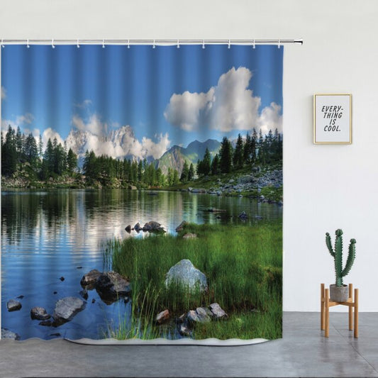 Calm Forest Lake Garden Shower Curtain - Clover Online