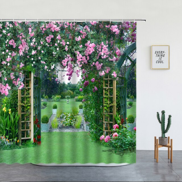 Rose Covered Park Archway Garden Shower Curtain - Clover Online