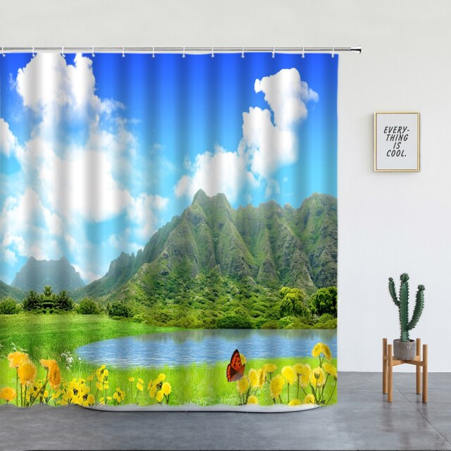 Spring Flowers Mountain Garden Shower Curtain - Clover Online