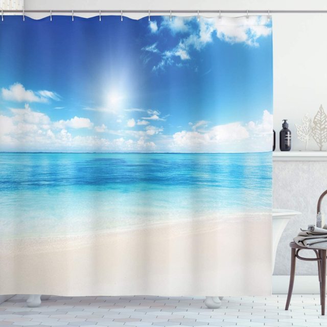 White Sand Beach Garden Shower Curtain - Clover Online