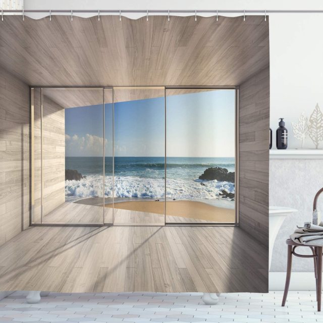 Sliding Doors Sea View Garden Shower Curtain - Clover Online