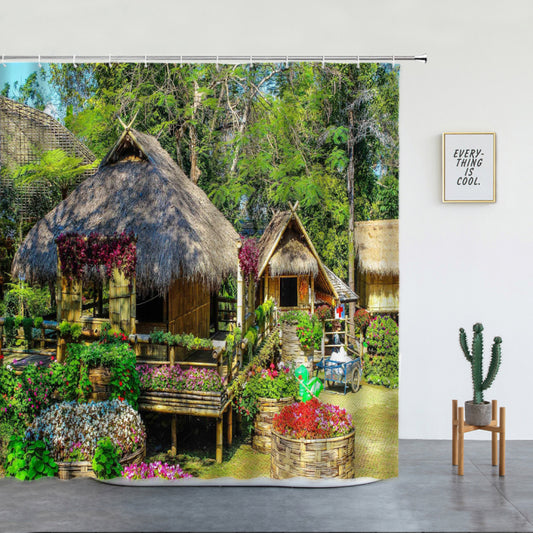 Jungle Huts On Stilts Garden Shower Curtain - Clover Online