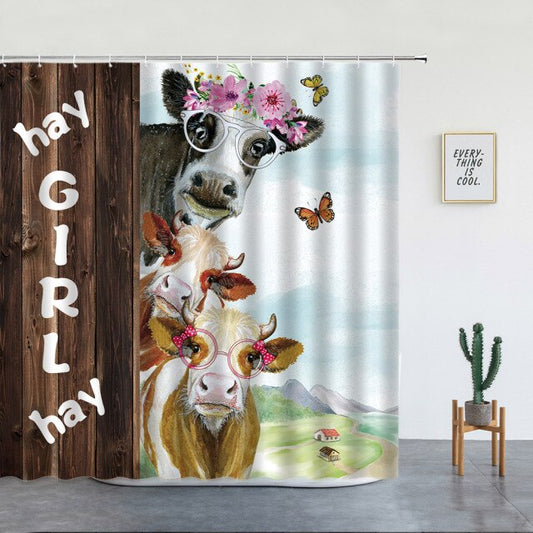 Funny HIghland Cow Garden Shower Curtain - Clover Online