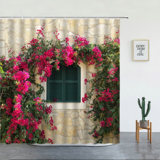 Stone Building With Climbing Plant Garden Shower Curtain - Clover Online