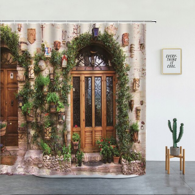 Rustic Arched Door Garden Shower Curtain - Clover Online