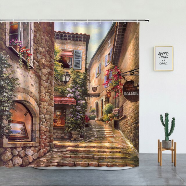 Italian Village Steps Garden Shower Curtain - Clover Online