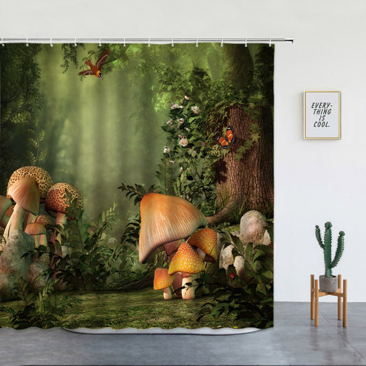 Fantasy Mushroom Forest Garden Shower Curtain - Clover Online