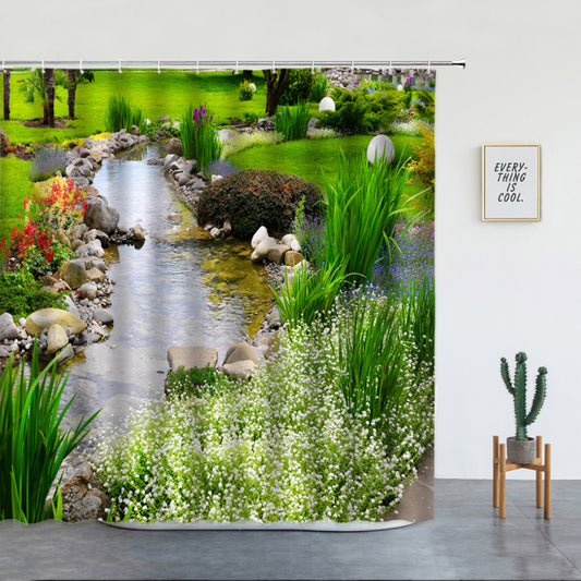 Stream With Flowers Garden Shower Curtain - Clover Online