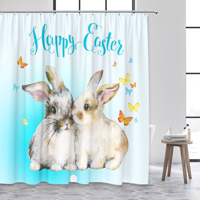 Happy Easter Rabbits Garden Shower Curtain - Clover Online