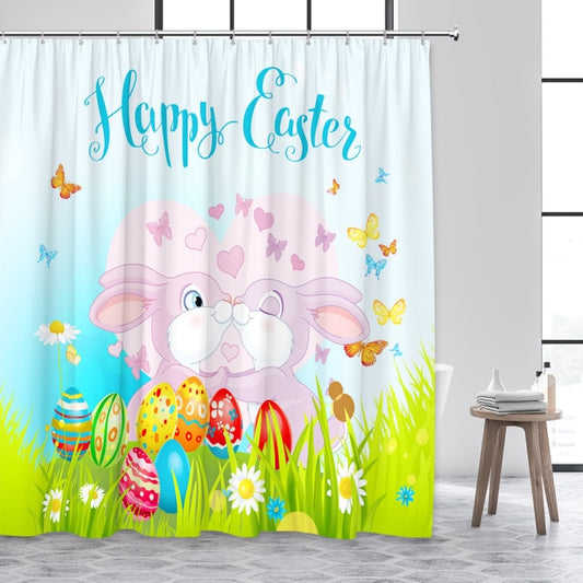 Happy Easter Cartoon Bunnies Garden Shower Curtain - Clover Online