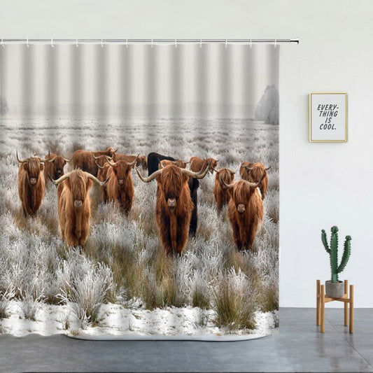 Herd Of Highland Cows Garden Shower Curtain - Clover Online