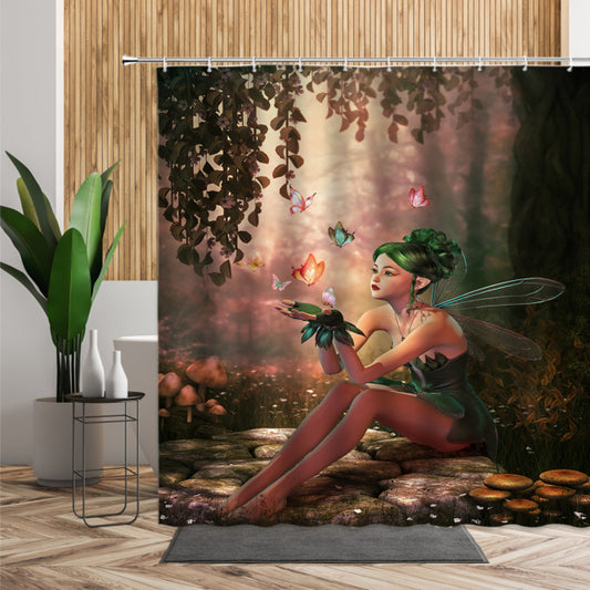 Fairy With Butterflies Garden Shower Curtain - Clover Online