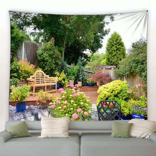 Garden With Planting And Bench Tapestry - Clover Online