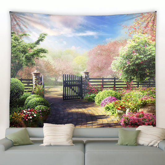 Summer Garden With Gate Garden Tapestry - Clover Online