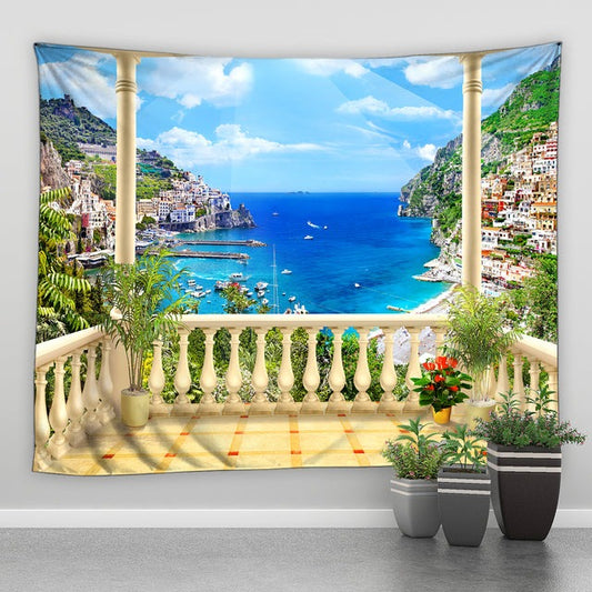 Balcony To Beach Cove Garden Tapestry - Clover Online