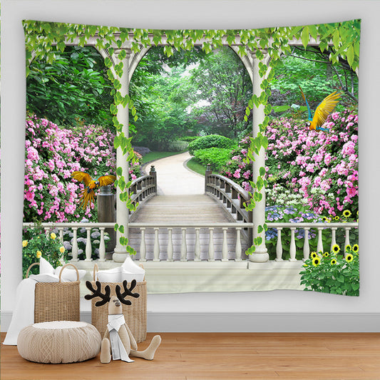 Bridge Walkway With Roses Garden Tapestry - Clover Online