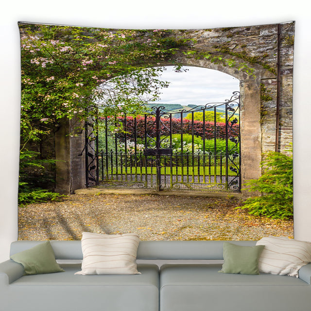 Arch With Iron Gate Garden Tapestry - Clover Online