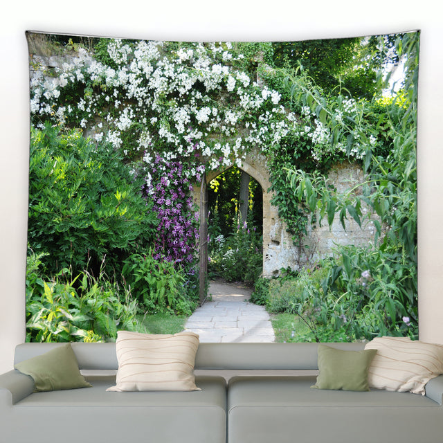 Country Garden Gate With Flowers Tapestry - Clover Online